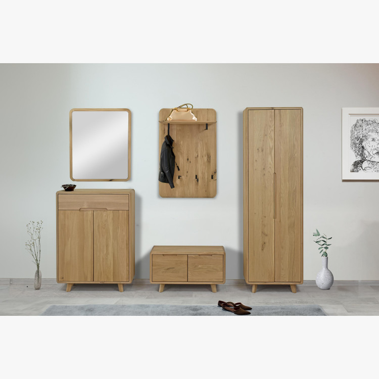 Előszobai padok ajtóval, fehér tölgy tömörfa  - 4