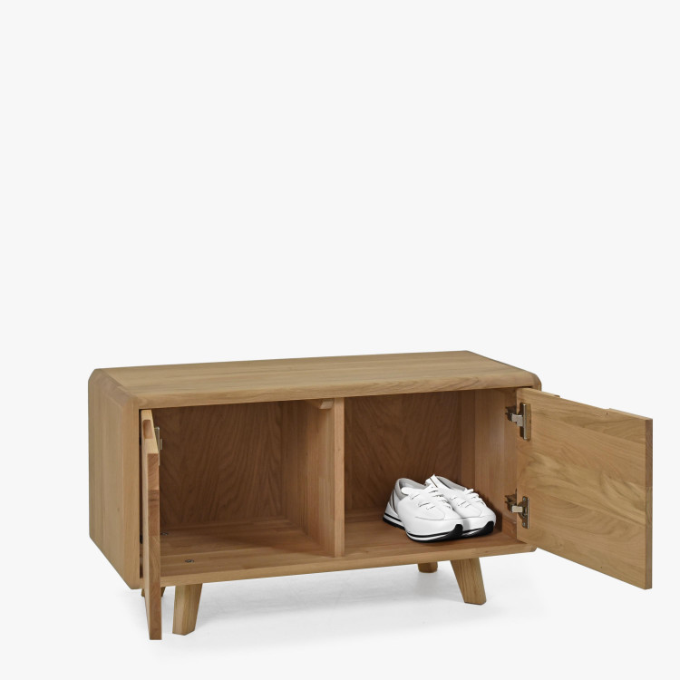 Előszobai padok ajtóval, fehér tölgy tömörfa  - 6