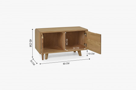 Előszobai padok ajtóval, fehér tölgy tömörfa  - 7