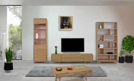 Egyajtós vitrin masszív fehér tölgy üveges  - 2