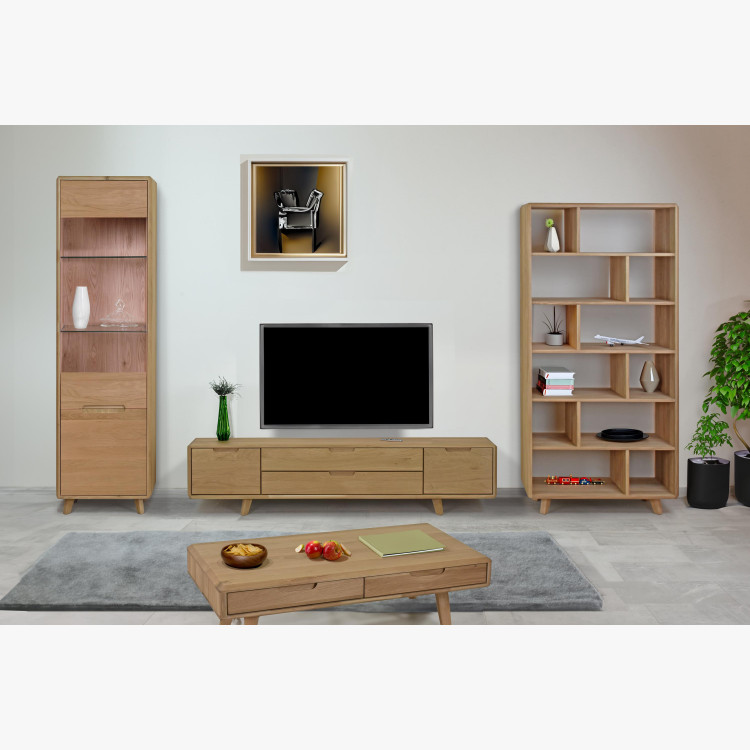 Egyajtós vitrin masszív fehér tölgy üveges  - 3