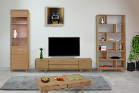 Egyajtós vitrin masszív fehér tölgy üveges  - 3