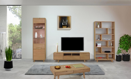 Egyajtós vitrin masszív fehér tölgy üveges  - 5