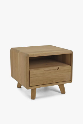 Fehér tölgy éjjeliszekrény skandináv stílusban, tömör fa,