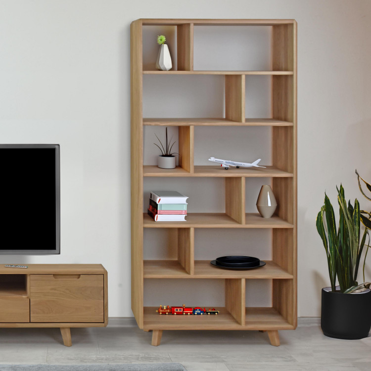 Tömör tölgyfa nappali szekrénysor, bianco színű  - 3