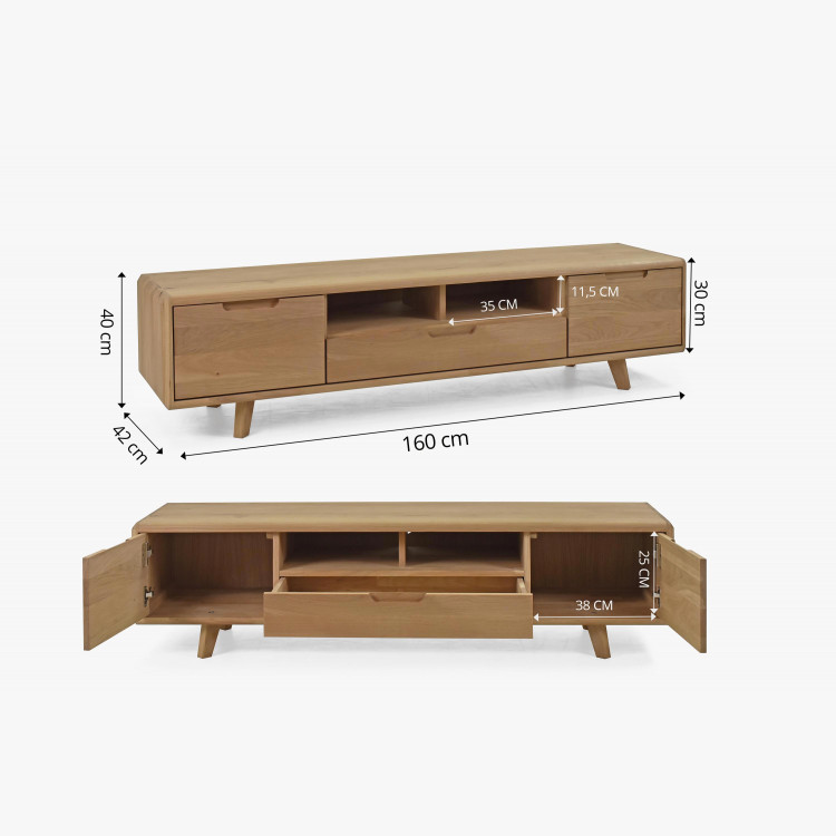 Tömör tölgyfa nappali szekrénysor, bianco színű  - 7