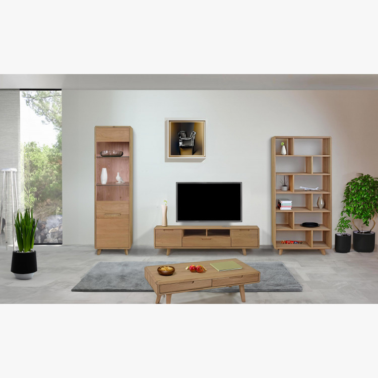 Tömör tölgyfa nappali szekrénysor, bianco színű  - 11