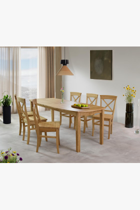 Fa tölgy kihúzható asztal 160 - 210 cm, matt lakk  - 0 2