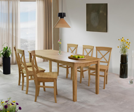 Fa tölgy kihúzható asztal 160 - 210 cm, matt lakk  - 1