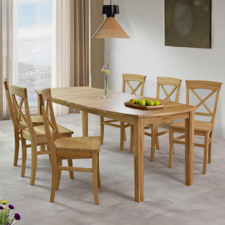 Fa tölgy kihúzható asztal 160 - 210 cm, matt lakk  - 3