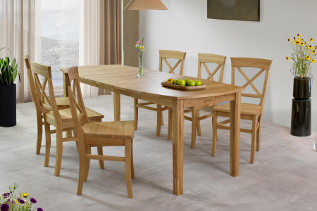 Fa tölgy kihúzható asztal 160 - 210 cm, matt lakk  - 5