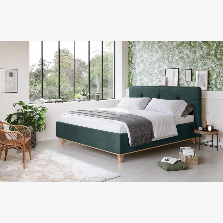 Kárpitozott ágy ágyneműtartóval zöld, 180 x 200 cm  - 2