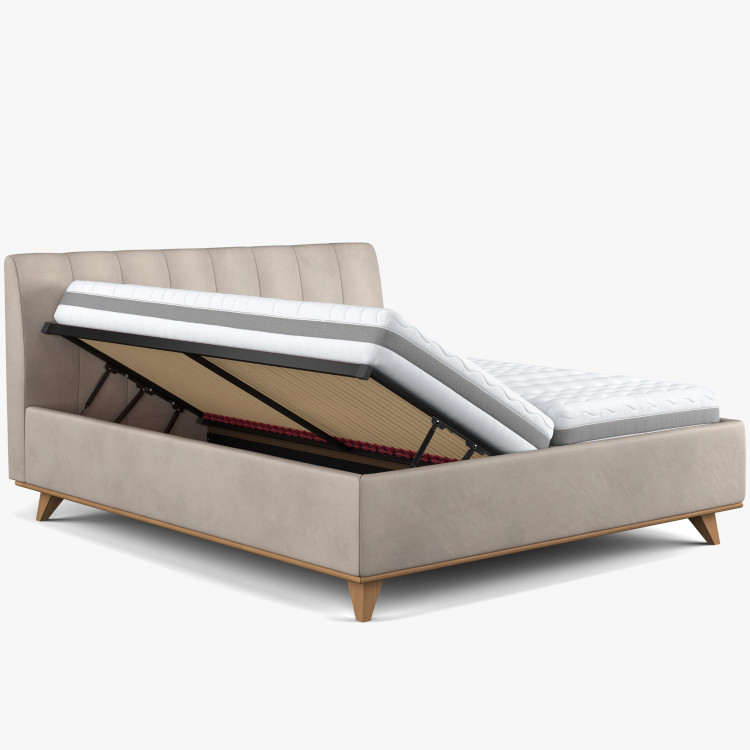Kárpitozott ágy ágyneműtartóval bézs, 180 x 200 cm  - 0