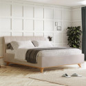 Kárpitozott ágy ágyneműtartóval bézs, 180 x 200 cm  - 6