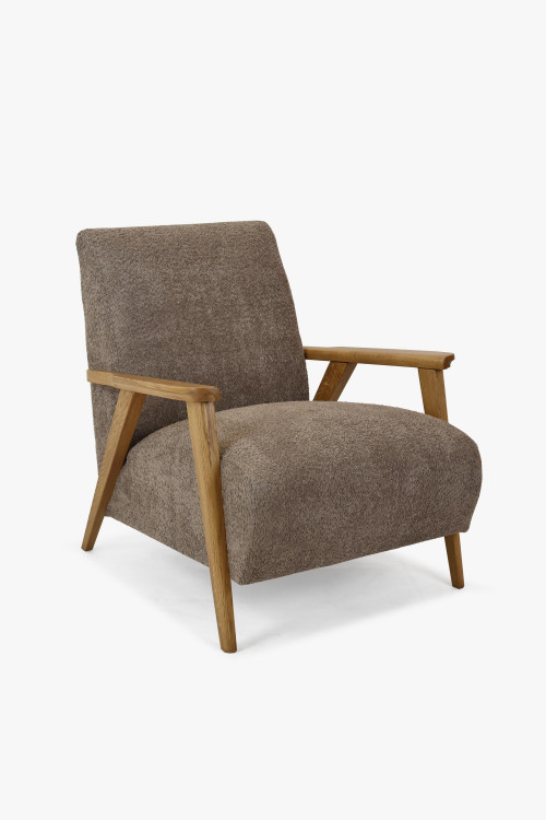 Fa karfás fotel, színe barnásszürke  - 0