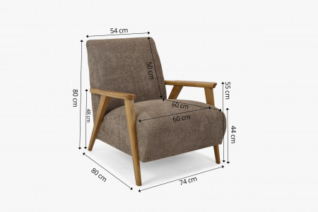 Foteles fa karfákkal, barna-szürkés színű  - 4