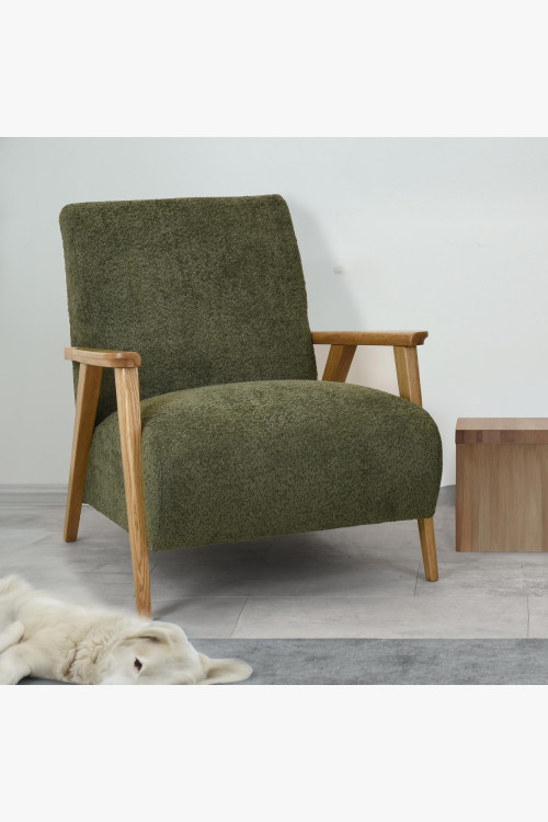 Fa karfás fotel, színe zöld  - 0