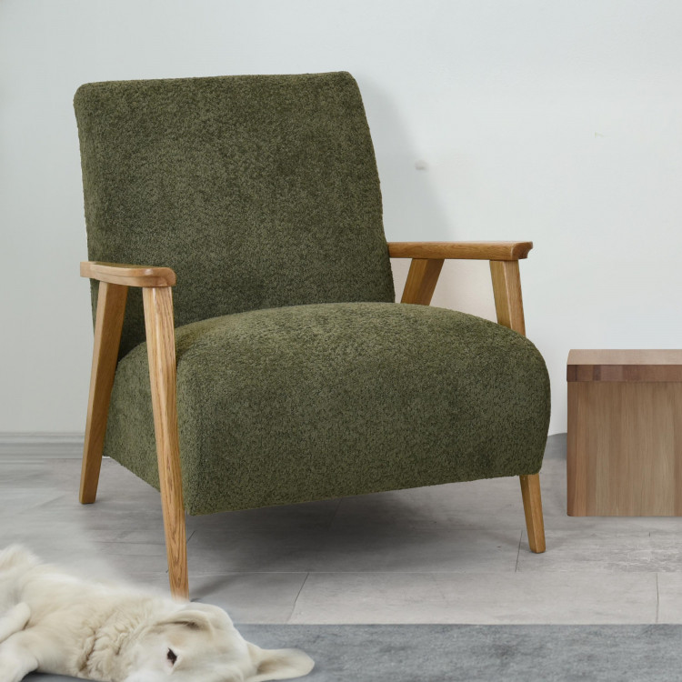 Fából készült kartámaszos fotel zöld színben  - 0