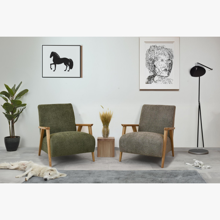 Fából készült kartámaszos fotel zöld színben  - 1