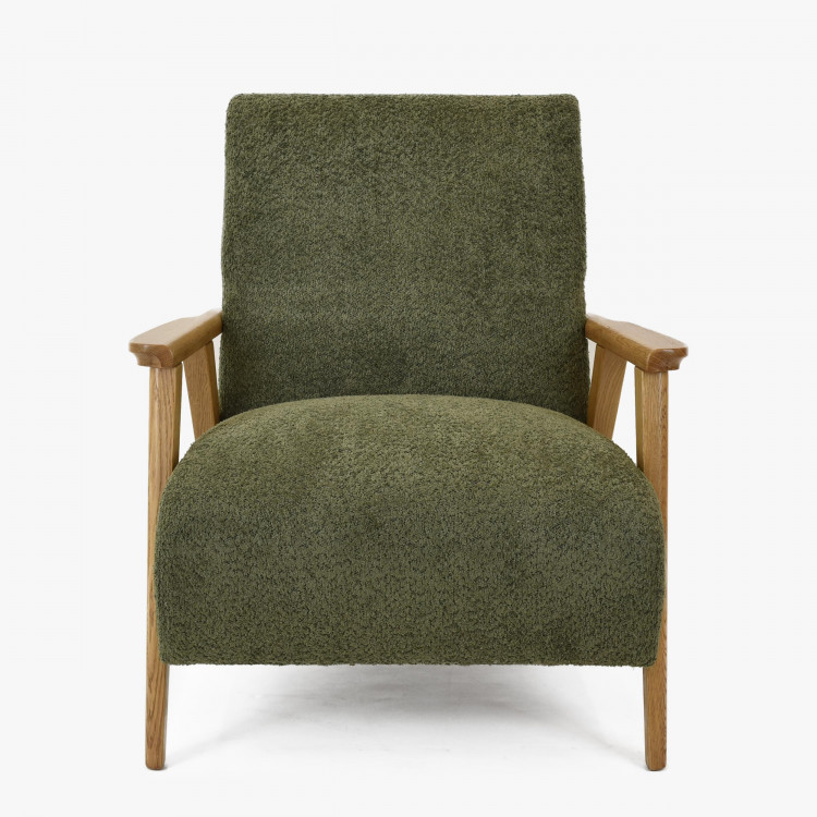 Fából készült kartámaszos fotel zöld színben  - 5