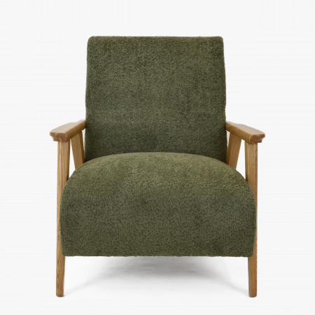 Fából készült kartámaszos fotel zöld színben  - 5