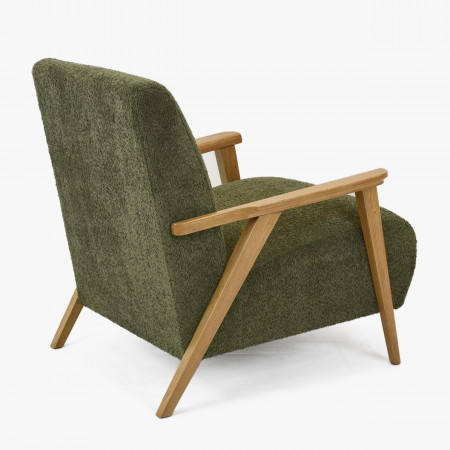 Fából készült kartámaszos fotel zöld színben  - 6