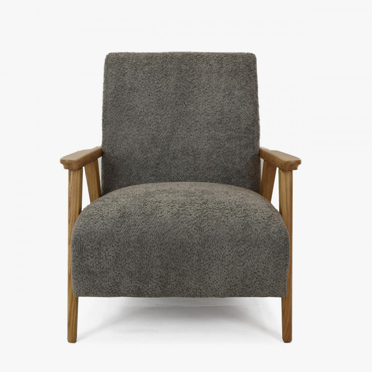 Fa karfás fotel, grafit színű  - 2