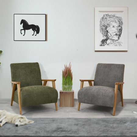 Fa karfás fotel, grafit színű  - 5