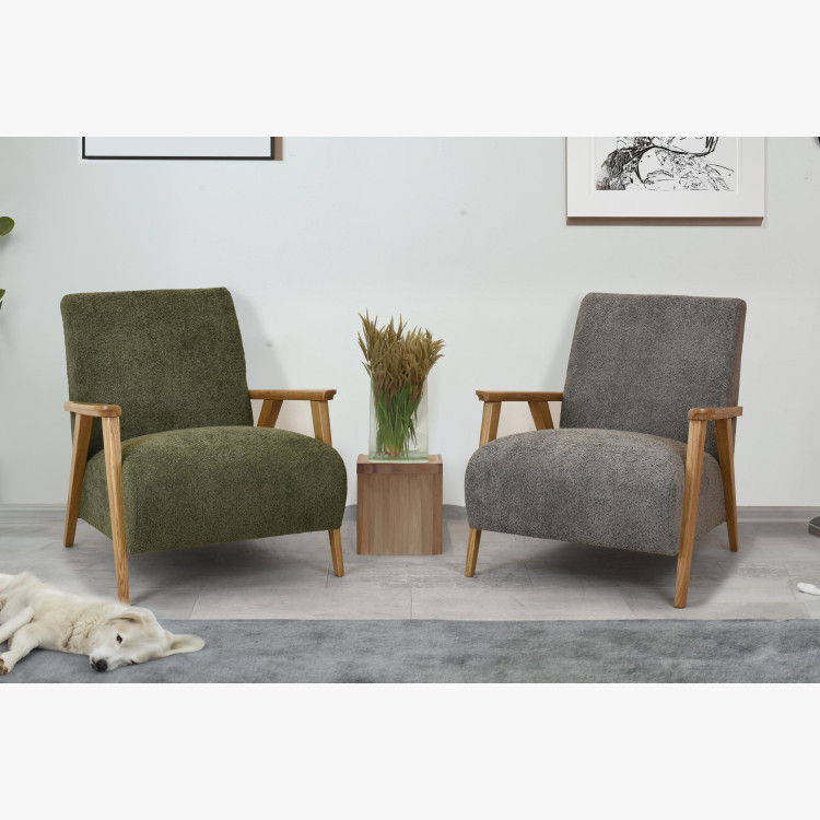 Fa karfás fotel, grafit színű  - 6