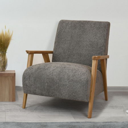 Fa karfás fotel, grafit színű  - 7