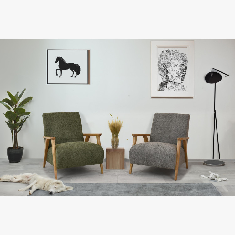 Fa karfás fotel, grafit színű  - 8