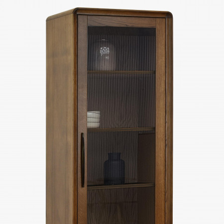 Egyszárnyú vitrines szekrény Lisabon dió színben  - 1