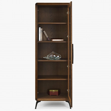 Egyszárnyú vitrines szekrény Lisabon dió színben  - 5