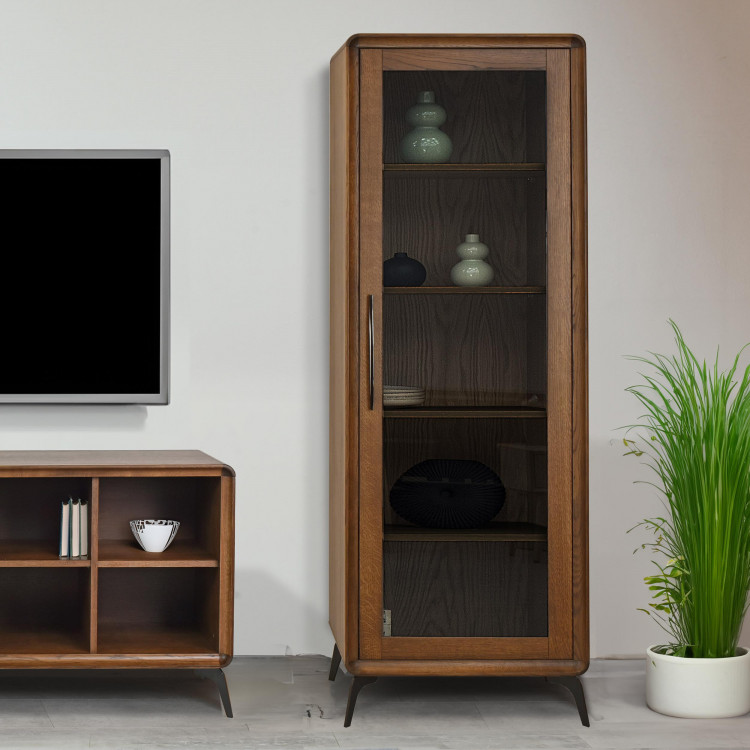 Egyszárnyú vitrines szekrény Lisabon dió színben  - 6