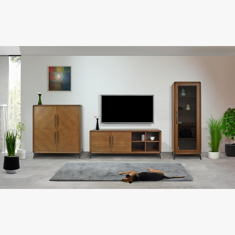 Egyszárnyú vitrines szekrény Lisabon dió színben  - 7