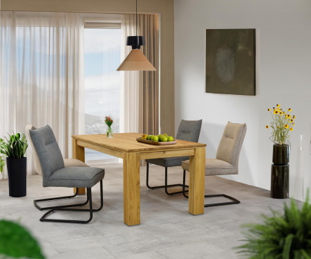 Szék fém lábakkal, szürke színű szövet  - 1