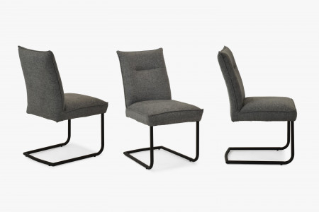 Szék fém lábakkal, szürke színű szövet  - 8