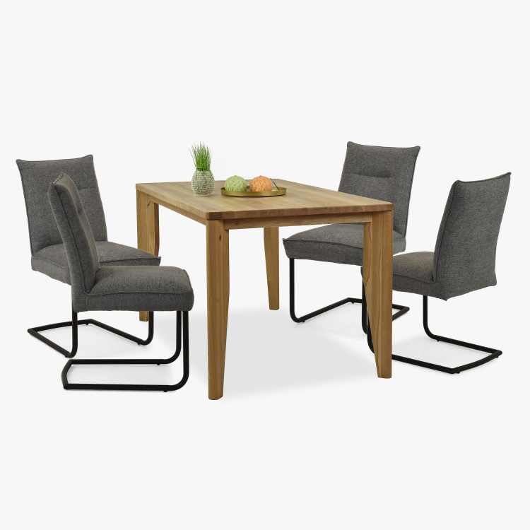 Szék fém lábakkal, szürke színű szövet  - 11