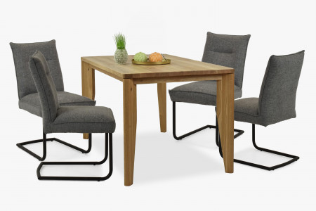 Szék fém lábakkal, szürke színű szövet  - 11