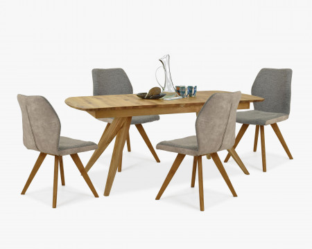 Szék szürke szövettel, fa lábakkal  - 2