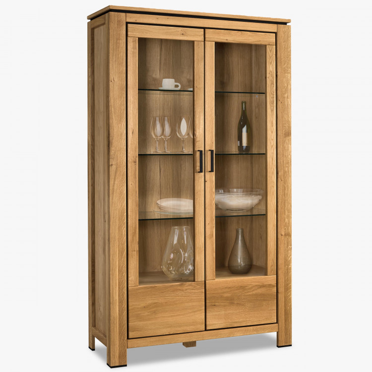 Fából készült, két üvegajtós vitrin  - 0