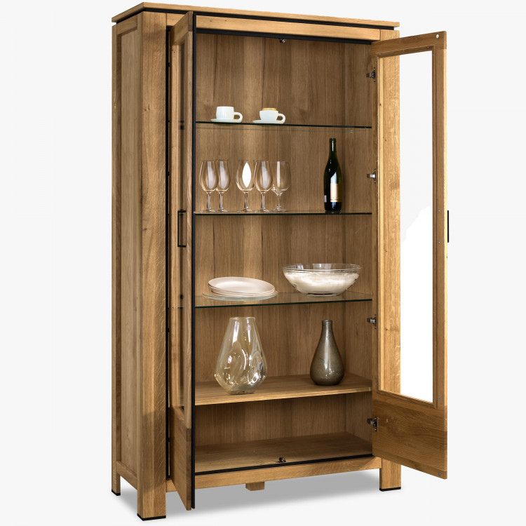 Fából készült, két üvegajtós vitrin  - 5