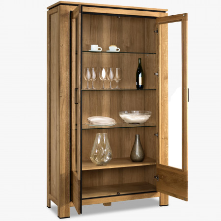 Fából készült, két üvegajtós vitrin  - 5