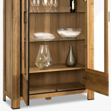 Fából készült, két üvegajtós vitrin  - 6