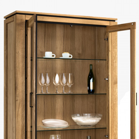 Fából készült, két üvegajtós vitrin  - 7