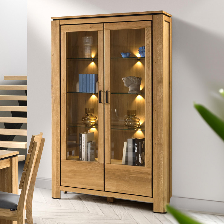 Fából készült, két üvegajtós vitrin  - 8