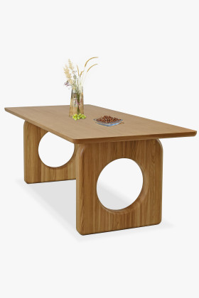 Tömör tölgyfa étkezőasztal 220x95 cm, matt lakkozott felület