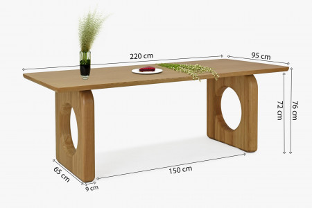 Design étkezőasztal tölgyfa 220 x 95 cm  - 12