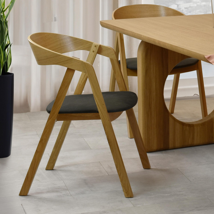 Stackelhető tölgyfa szék - sötét ülőke  - 6