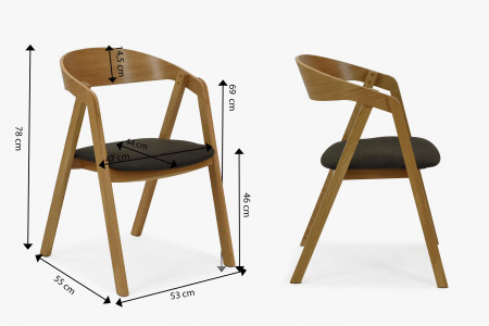 Stackelhető tölgyfa szék - sötét ülőke  - 7